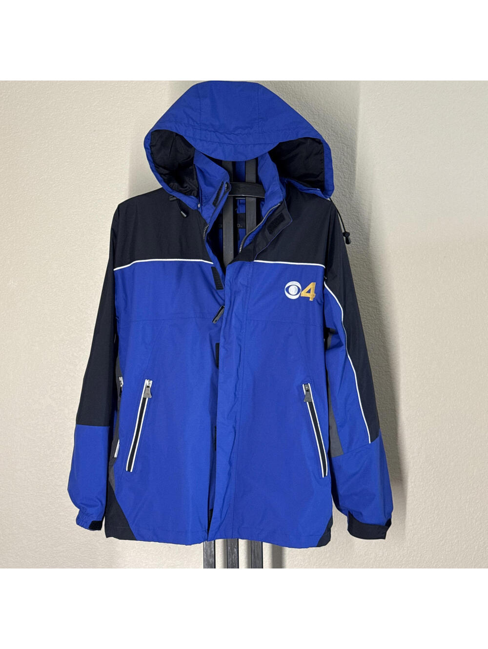 North End CBS 4 Denver News Rain Jacket Shell Large Blue